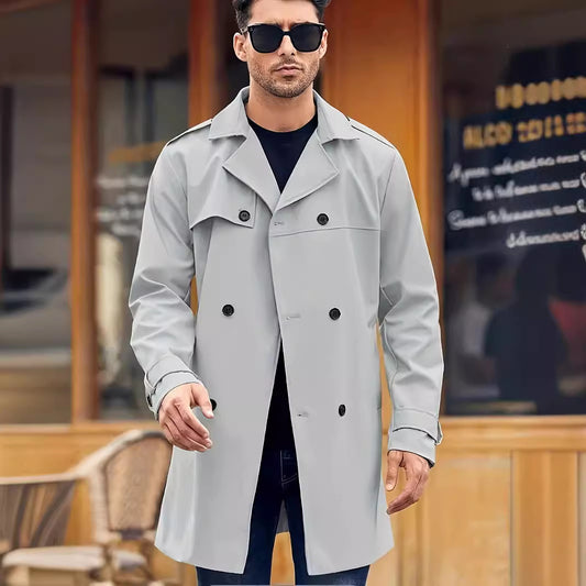 Stylish Double-Breasted Trench Coat for Men - Perfect for Urban Explorers