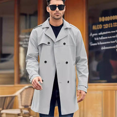 Stylish Double-Breasted Trench Coat for Men - Perfect for Urban Explorers