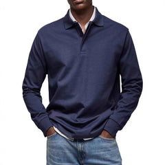 Stylish Red Long-Sleeve Polo Shirt For Men