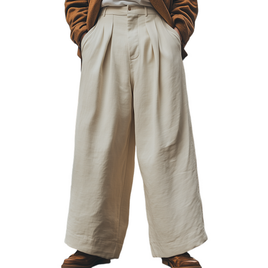 Men's Spring Fashion Casual Loose Cotton And Linen Wide Leg Pants MTA3165C5K