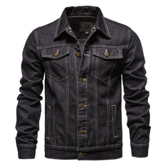 Men's Vintage Fit Lapel Single Breasted Denim Jacket 65692690M