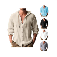 Stylish Men's Casual Button-Up Hoodie Shirt for Summer Beach Outfits