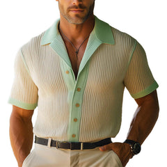 Men's Spring Fashion Woven Slim Short Sleeve Shirt MTA0848D7P
