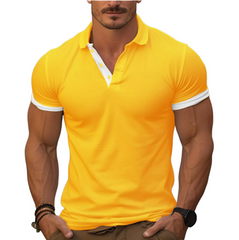 Men's Spring Fashion Classic Slim Contrast Color Stitching Golf Polo Shirt MTA0174D9K