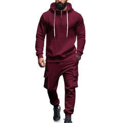 Men's Loose Sports Hooded Sweatshirt And Sports Pants Set 40057919Y