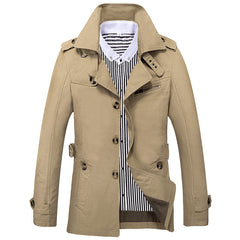 Men's Cotton Trench Coat: Mid-Length, Casual Autumn Outerwear