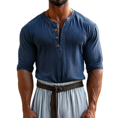 Men's Casual Button Round Neck Short Sleeve T-Shirt MTA0339D1X