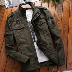 Military-Style Jacket With Embroidered Patches - Perfect For Casual And Outdoor Adventures