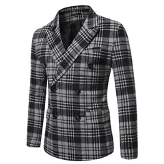 Men's Autumn And Winter Lapel Thickened Plaid Blazer 86064698U