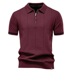 Men's Business Casual Woolen Polo Shirt Lapel Knitted Polo Shirt Short-sleeved