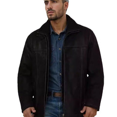 Men's Stylish Black Jacket with Detachable Hood - Perfect for Casual and Outdoor Adventures