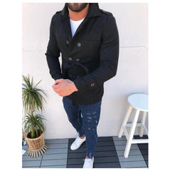 Stylish Double-Breasted Pea Coat for Men - Perfect for Casual and Formal Wear