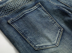 Men's Vintage Distressed Washed Biker Jeans
