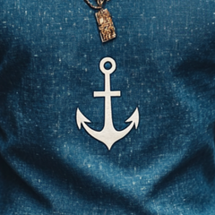 Men's Casual Denim Anchor Print Round Neck Slim Fit Short Sleeve T-shirt 30070881M