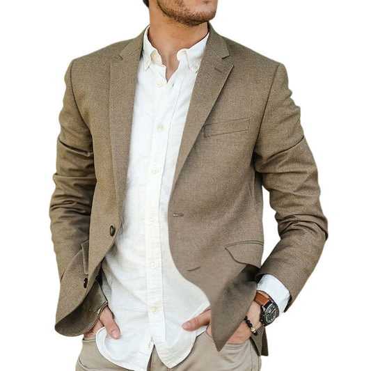 Men's Khaki Blend Two-Button Blazer MTA1951C5U