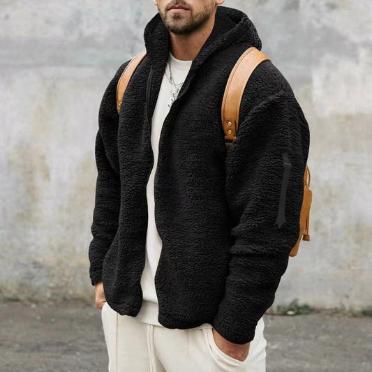 Cozy Hooded Jacket With Faux Fur Lining For Men - Perfect For Winter Outdoors