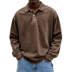 Stylish Long Sleeve Polo Shirt For Men - Perfect For Casual And Everyday Wear