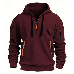 Men's Casual Hoodie With Reflective Stripes - Perfect For Outdoor Activities And Everyday Wear