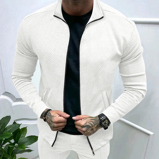 Stylish Men's Zip-Up Jacket with Textured Design for Modern Fashionistas