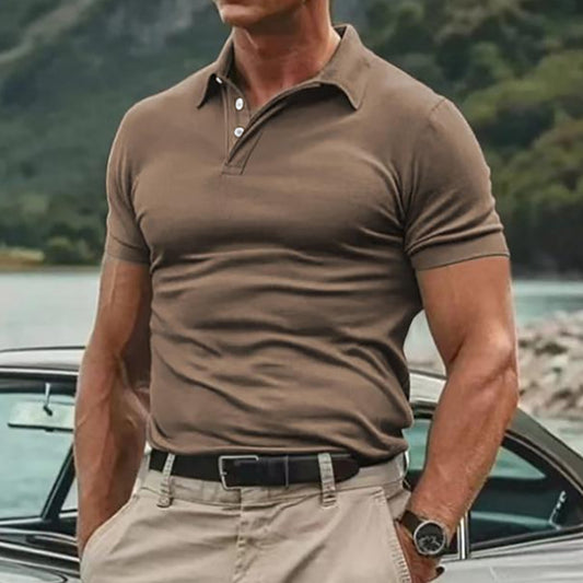 Men's Stylish Short Sleeve Polo Shirt - Perfect For Casual And Outdoor Activities