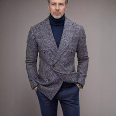 Double-Breasted Houndstooth Blazer For Men - Stylish And Versatile