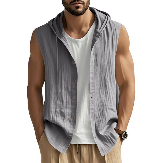 Stylish Sleeveless Hooded Vest for Men - Perfect for Casual and Outdoor Activities