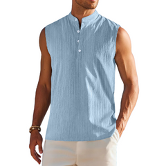 Men's Stand Collar Solid Color Sleeveless Tank Tops MTA0752D2X