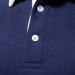 Classic Navy Blue Polo Shirt for Men - Stylish and Comfortable Long Sleeve Design