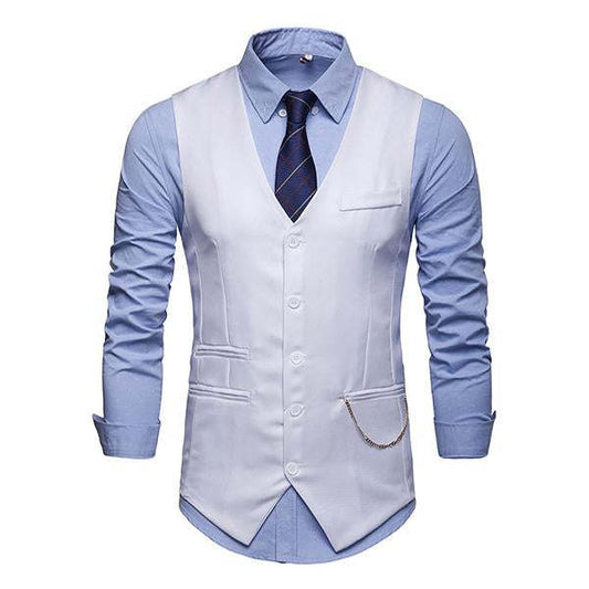 Men's Plain Print V-Neck Dress Vest 94317846M