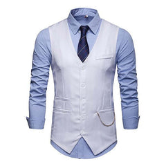 Men's Plain Print V-Neck Dress Vest 94317846M