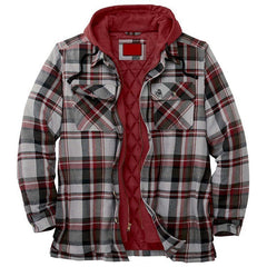 Plaid Hooded Jacket With Quilted Lining - Perfect For Outdoor Adventures