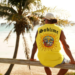 Vibrant Sun Graphic Tank Top for Summer Beach Vibes