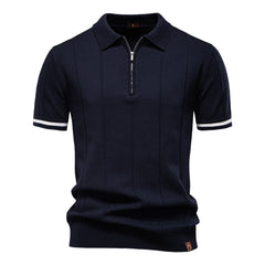 Men's Business Casual Woolen Polo Shirt Lapel Knitted Polo Shirt Short-sleeved