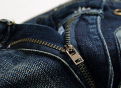 Men's Vintage Distressed Washed Biker Jeans