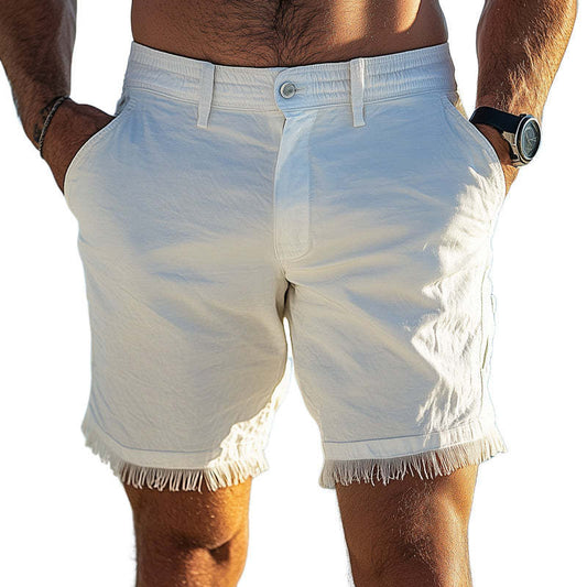 Men's Solid Color Basic Cotton And Linen Skin-Friendly Breathable Shorts MTA3143C2U