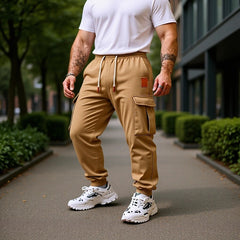 Men's Casual Cargo Jogger Pants with Adjustable Drawstring Waist