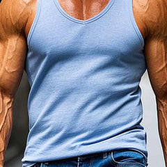 Men's Sky Blue Simple Slim Fit Tank Top 80519318P