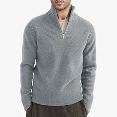 Men's Half-Zip Ribbed Sweater - Stylish and Cozy for Everyday Wear