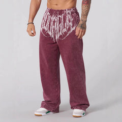 Bold Graphic Print Wide-Leg Pants for Men - Perfect for Streetwear and Casual Outfits