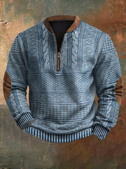 Stylish Cable Knit Quarter-Zip Sweater For Men - Perfect For Casual And Outdoor Wear