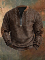 Stylish Cable Knit Quarter-Zip Sweater For Men - Perfect For Casual And Outdoor Wear
