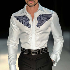 Men's Embroidered Lapel Long Sleeve Shirt MTA2547C9X