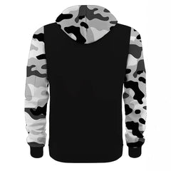 Camouflage Sleeve Hoodie with Half-Zip Closure - Perfect for Casual and Outdoor Wear