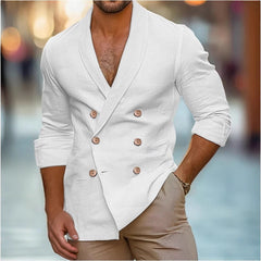 Double-Breasted Casual Blazer for Men - Stylish and Versatile Design