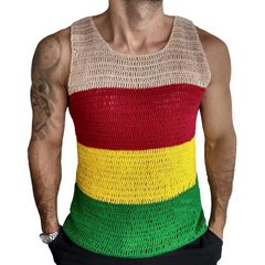 Men's Fashion Casual Personality Contrast Color Knitted Tank Top 31867542K
