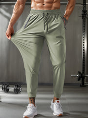 Men's Elastic and Breathable Zipper Pocket Jogger Pants for Active Wear