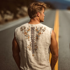 Elegant Embroidered Sleeveless Vest for a Casual Summer Look