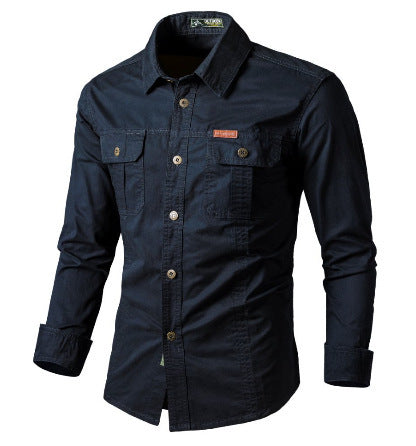 Men's Casual Outdoor Long Sleeve Shirt with Functional Pockets