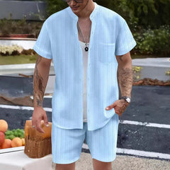 Men's Casual Resort Short Sleeve Shorts Two-piece Set MTA0739D3X