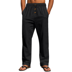 Men's Casual Drawstring Pants with Button Closure - Perfect for Summer and Everyday Wear